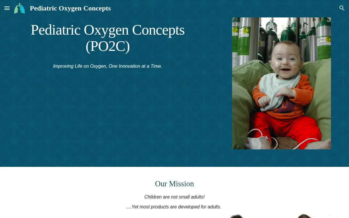 Homepage of Pediatric Oxygen Concepts, LLC