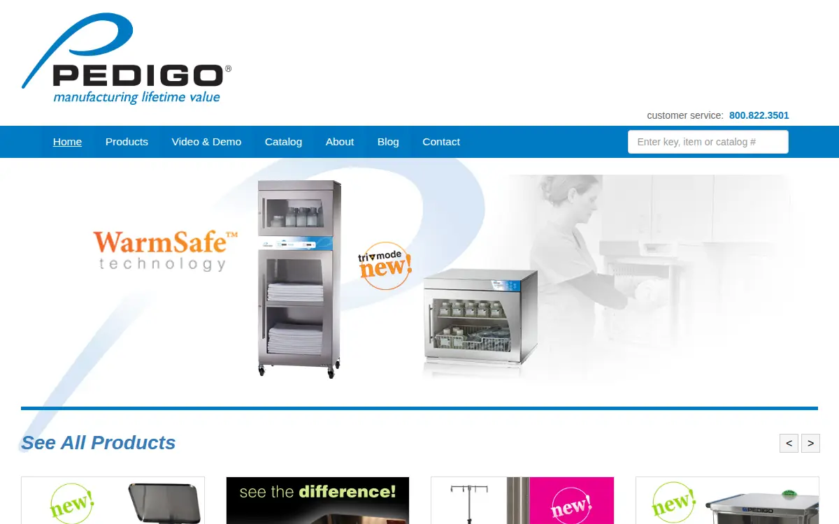Homepage of Pedigo Products, INC.