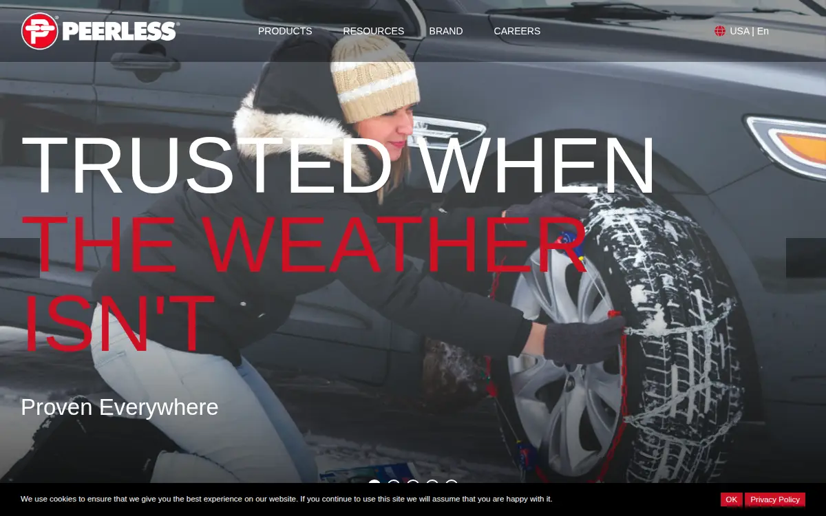 Homepage of Peerless Chain Company