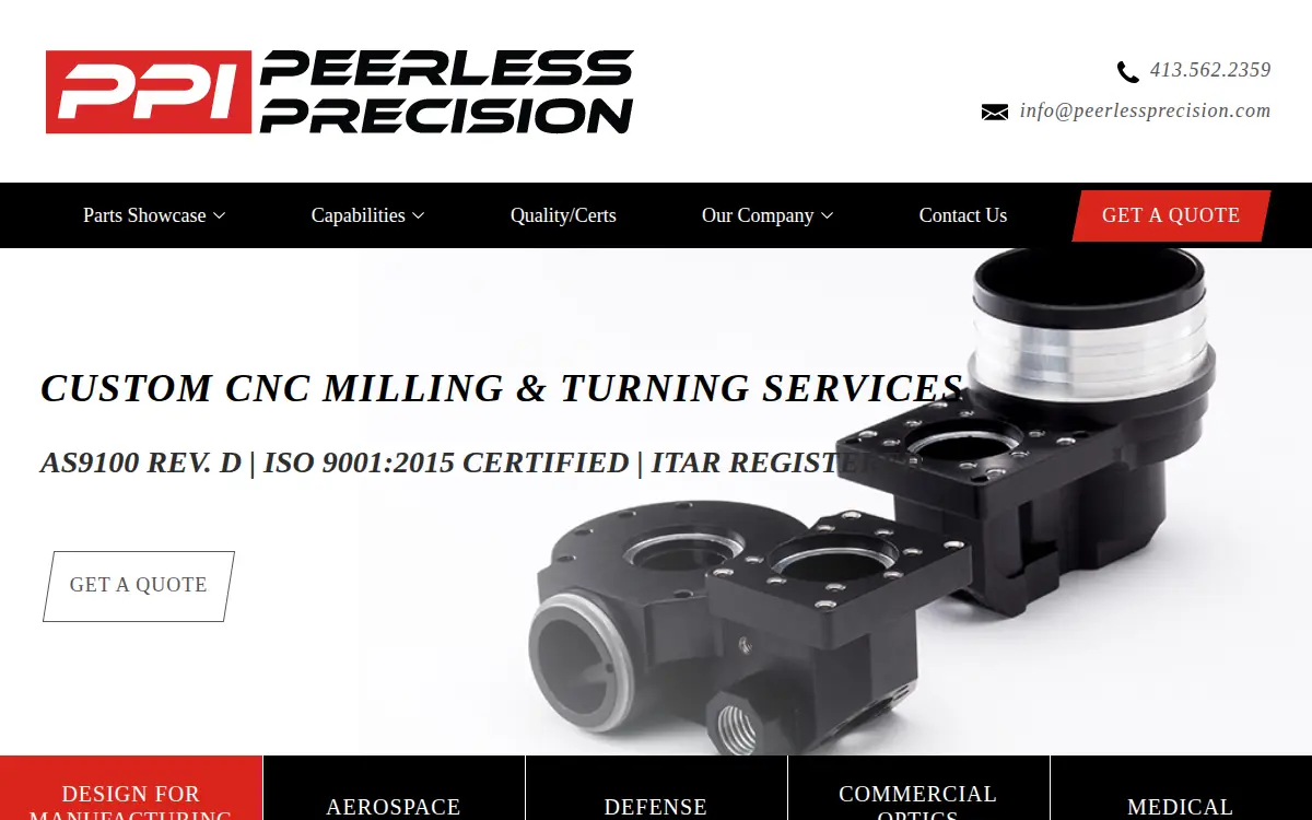 Homepage of Peerless Precision, INC.