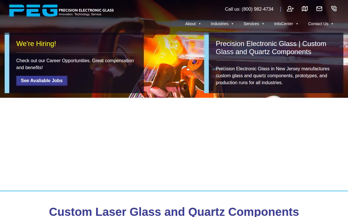 Homepage of Precision Electronic Glass, INC.