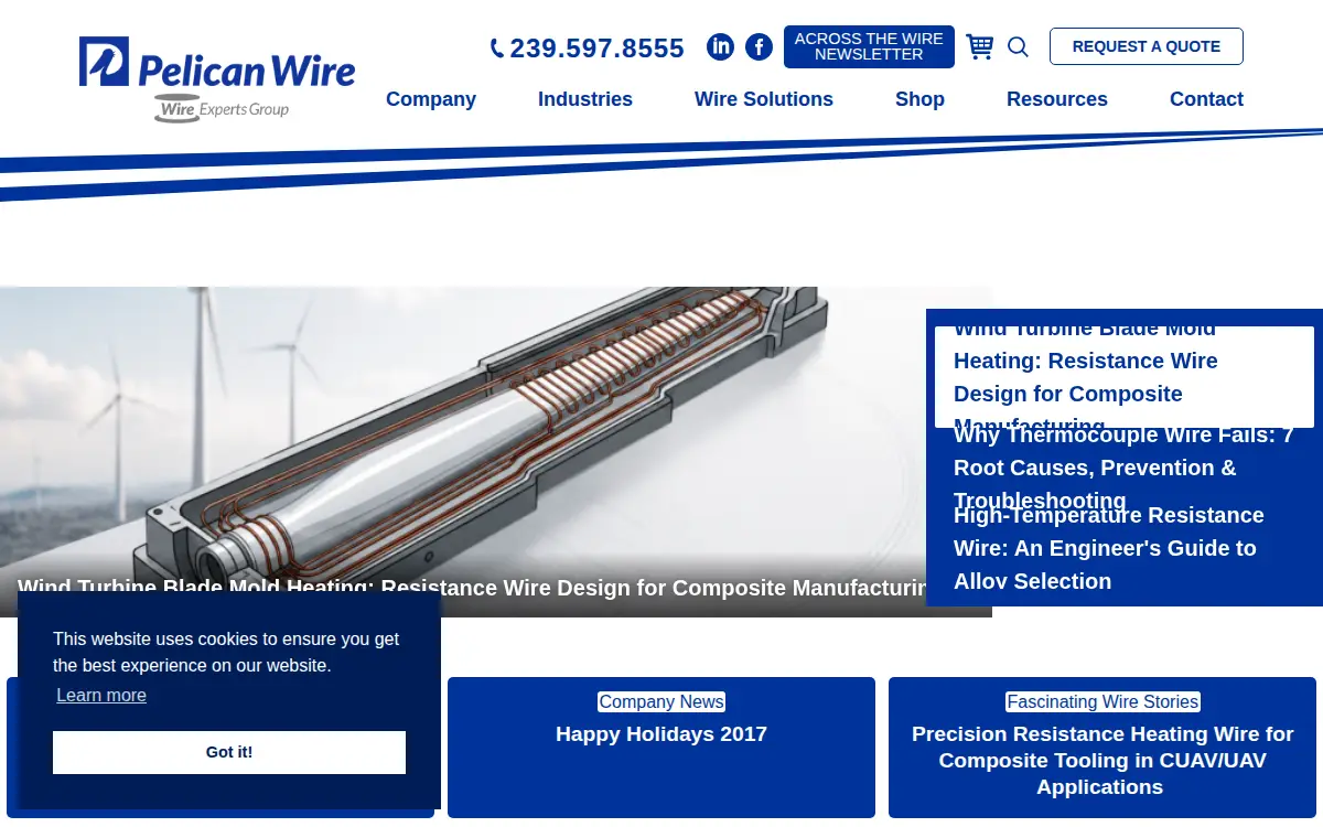 Homepage of Pelican Wire CO