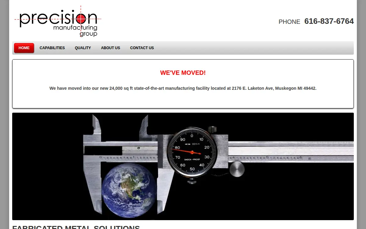 Homepage of Precision Manufacturing Group INC