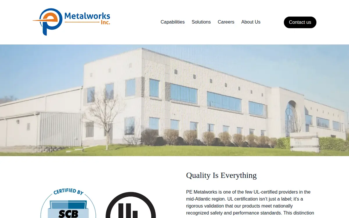 Homepage of Pe Metalworks, INC
