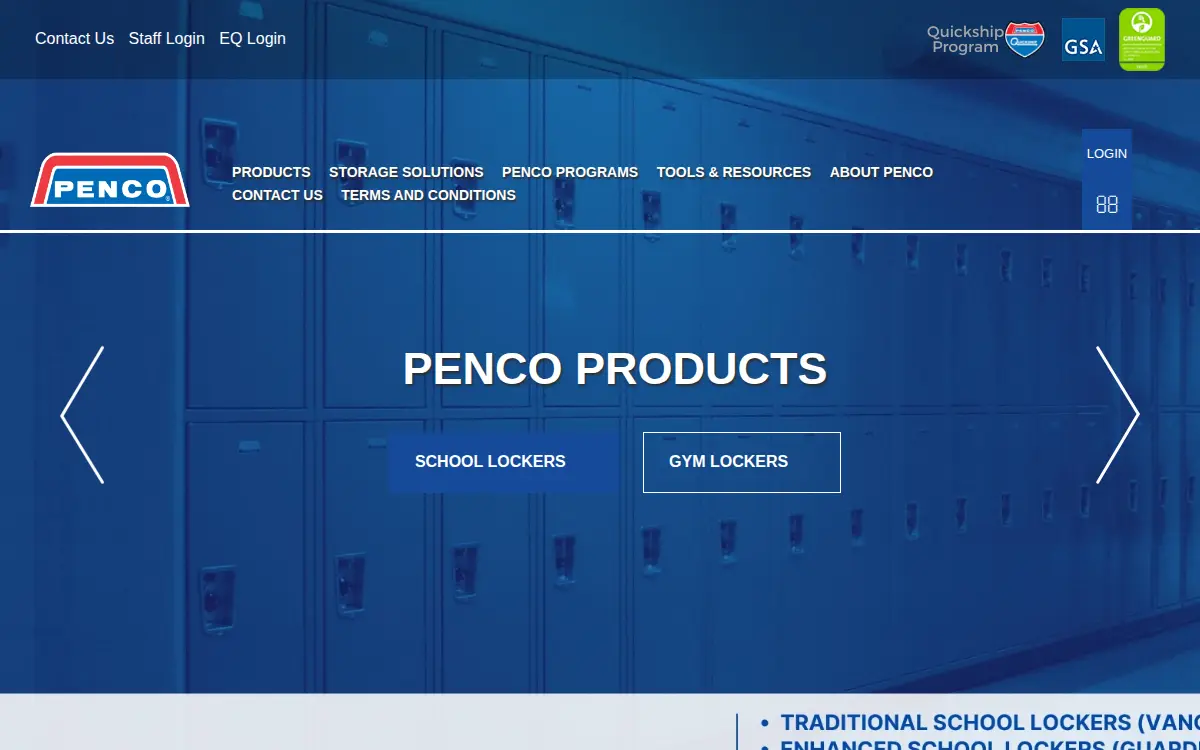 Homepage of Penco Products INC
