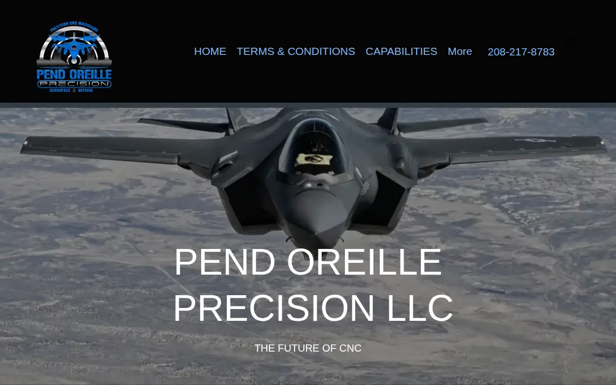 Homepage of Pend Oreille Precision, LLC
