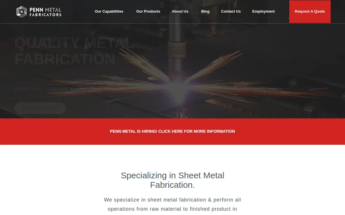 Homepage of Penn Metal Fabricators INC