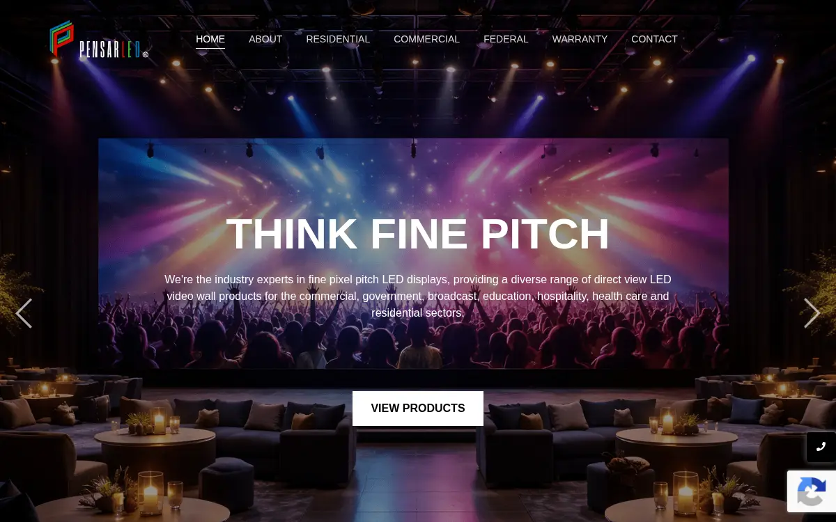 Homepage of Pensar Led, LLC