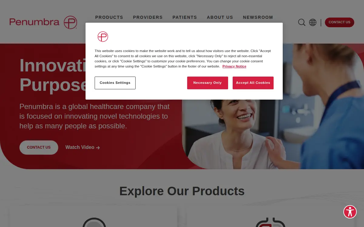 Homepage of Penumbra, INC.