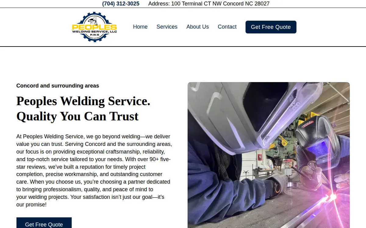 Homepage of Peoples Welding Service LLC