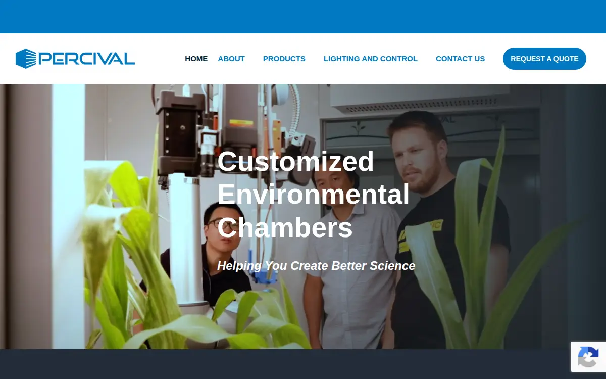 Homepage of Percival Scientific Incorporated