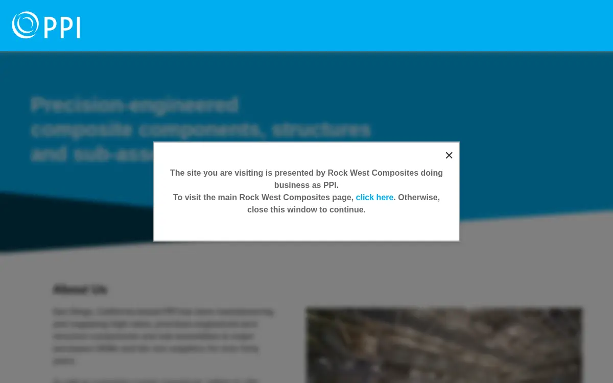 Homepage of Rock West Composites, INC.