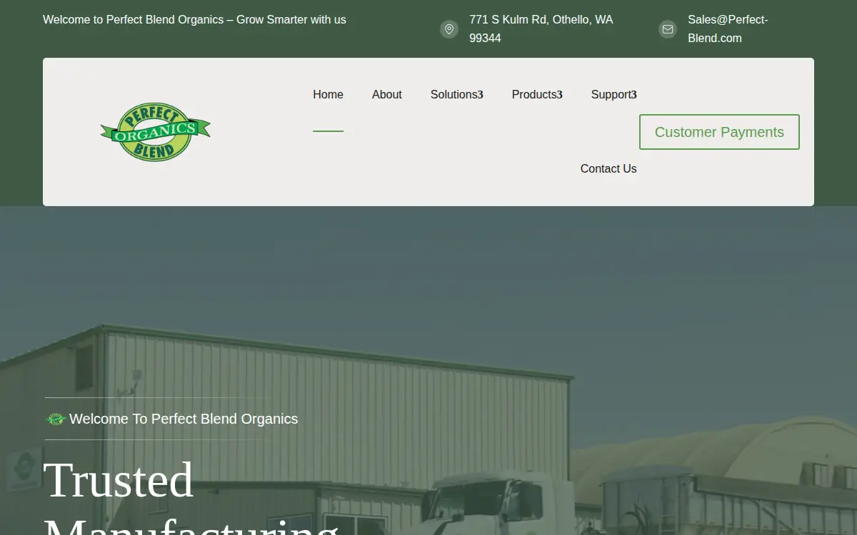 Homepage of Perfect Blend LLC