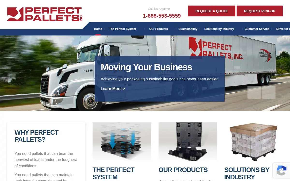 Homepage of Perfect Pallets INC