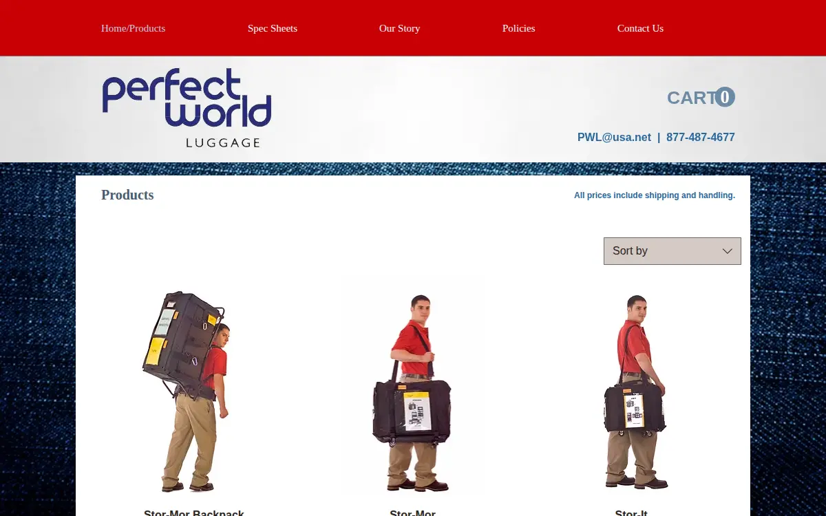 Homepage of Perfect World Luggage, INC.