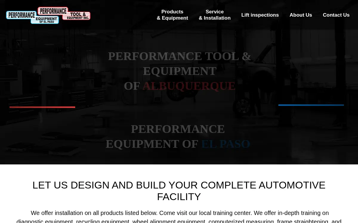 Homepage of Performance Tool & Equipment INC