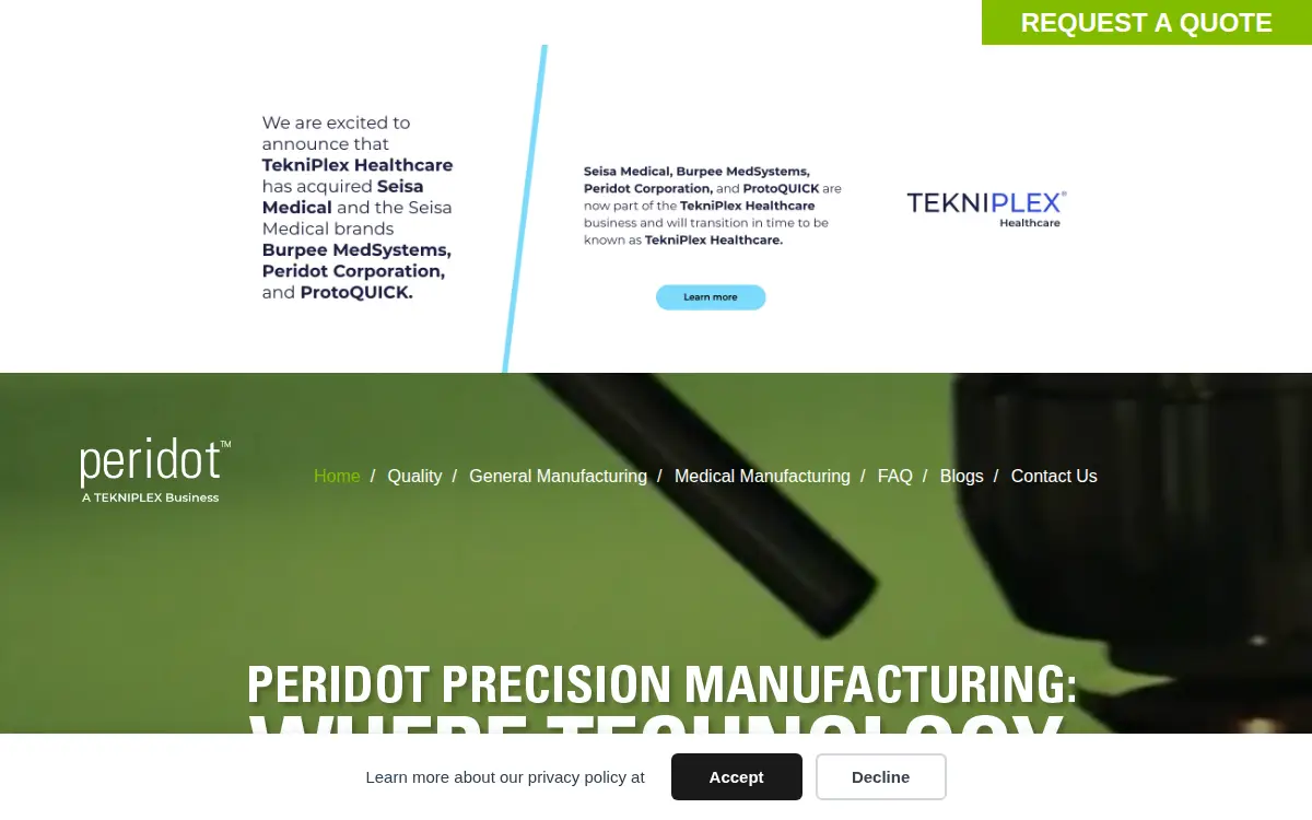 Homepage of Peridot Corporation