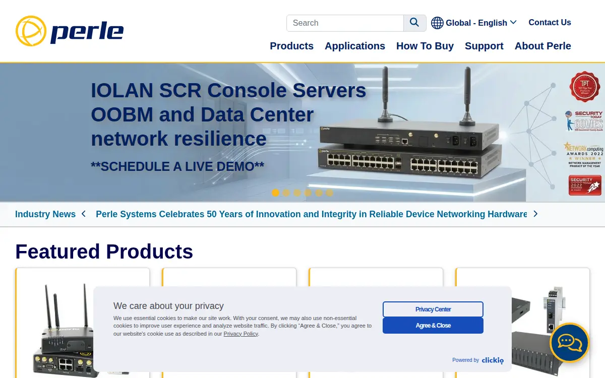 Homepage of Perle Systems INC.