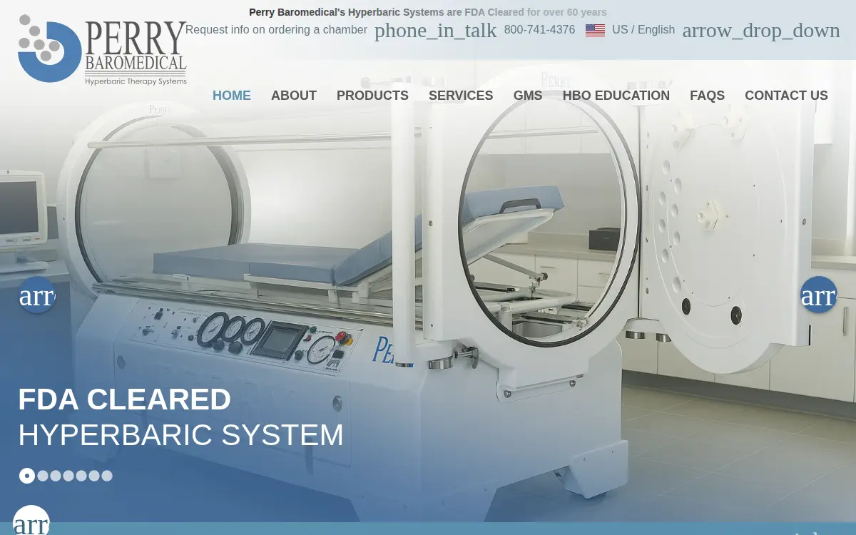 Homepage of Perry Baromedical Corporation