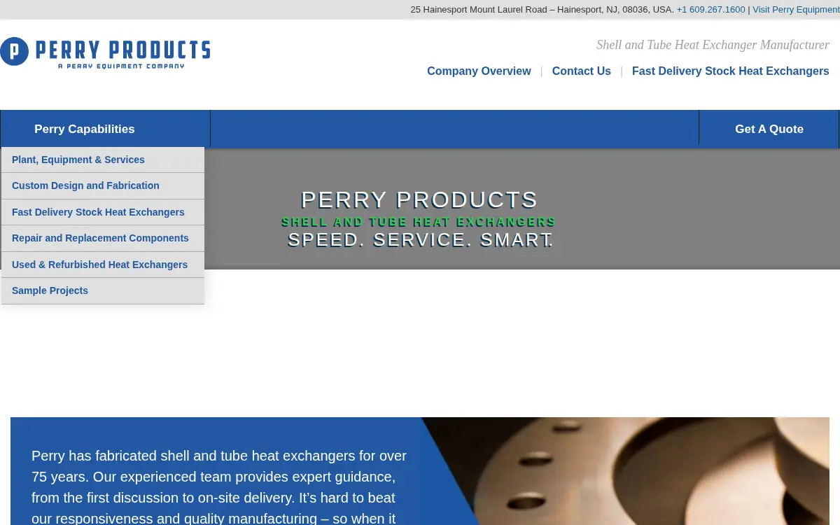 Homepage of Perry Products Corporation