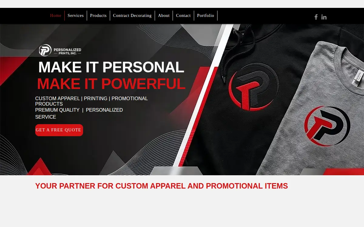 Homepage of Personalized Prints, INC.