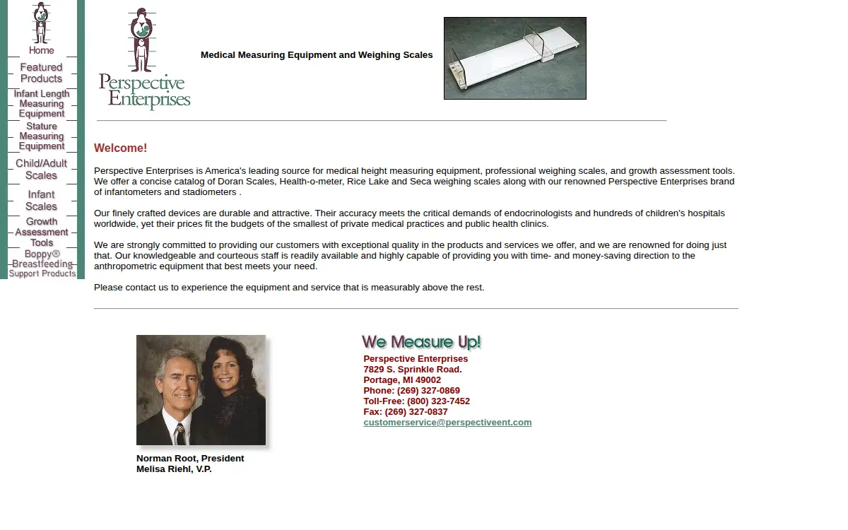 Homepage of Perspective Enterprises INC