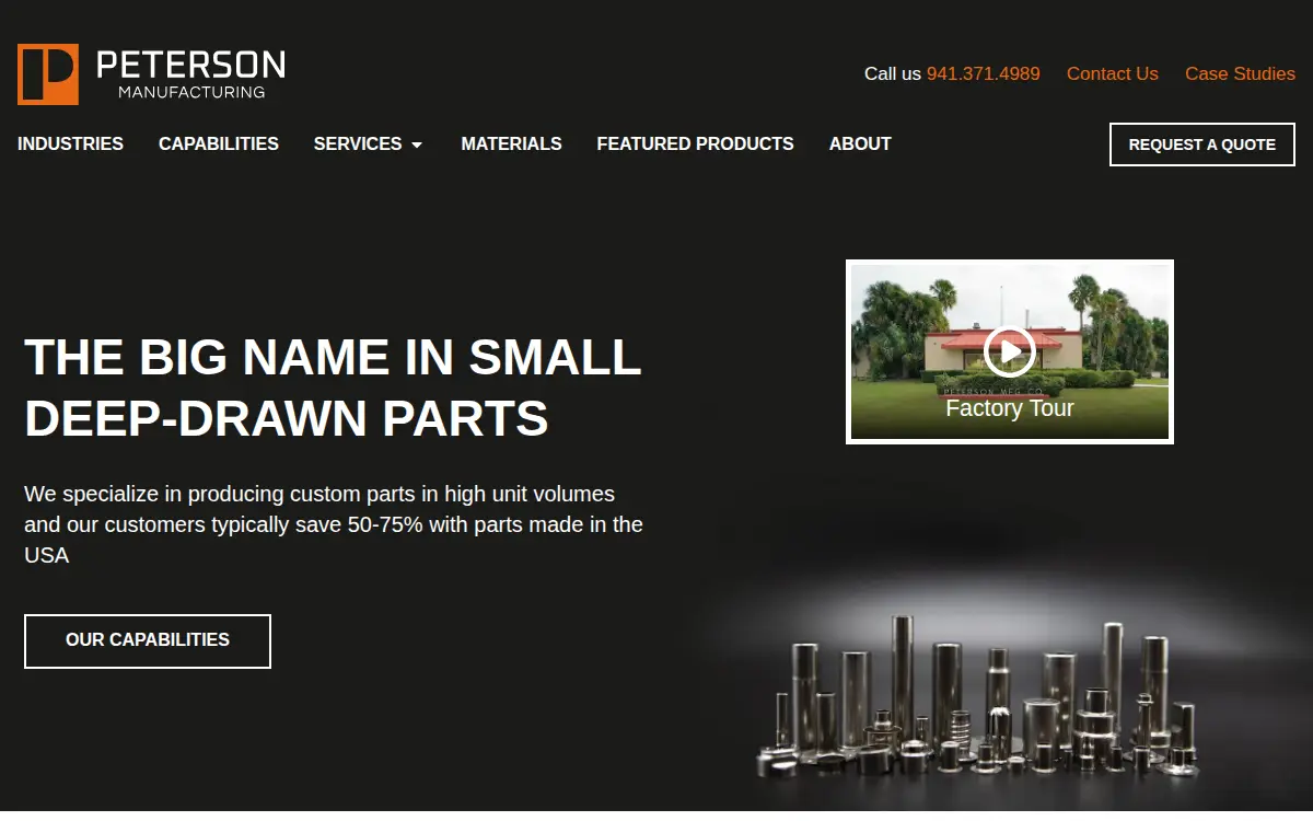 Homepage of Peterson Manufacturing LLC