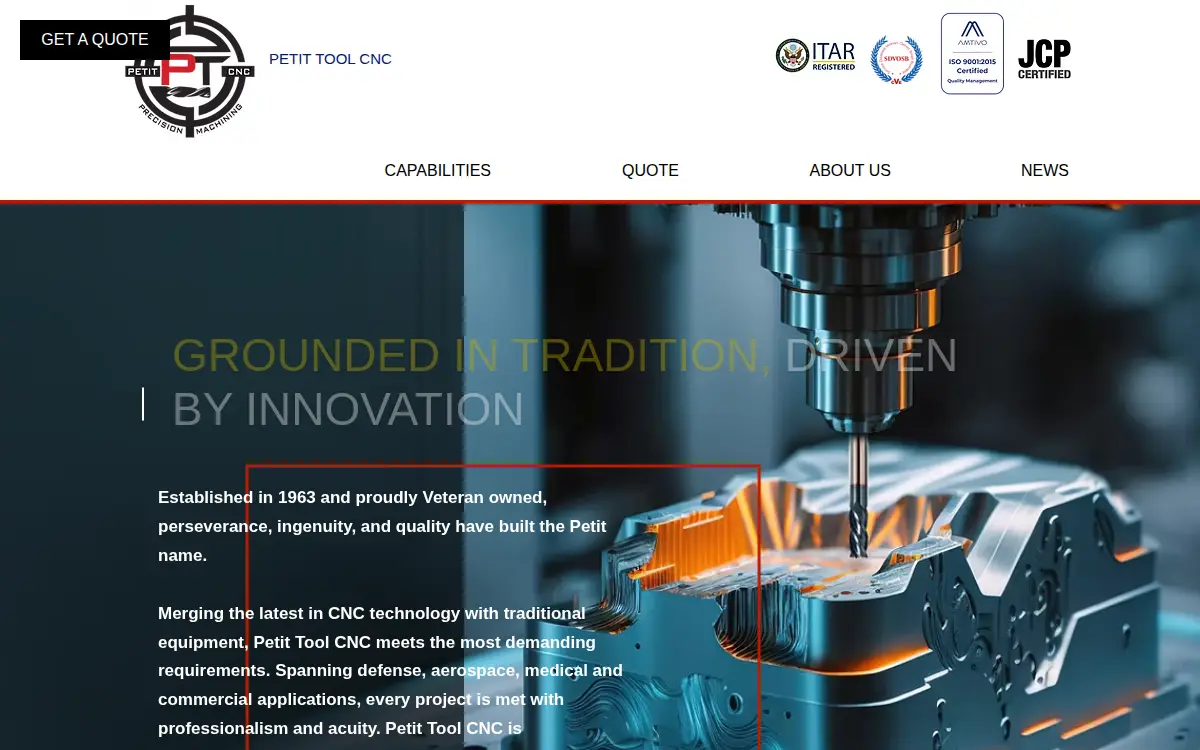 Homepage of Petit Tool CO. the