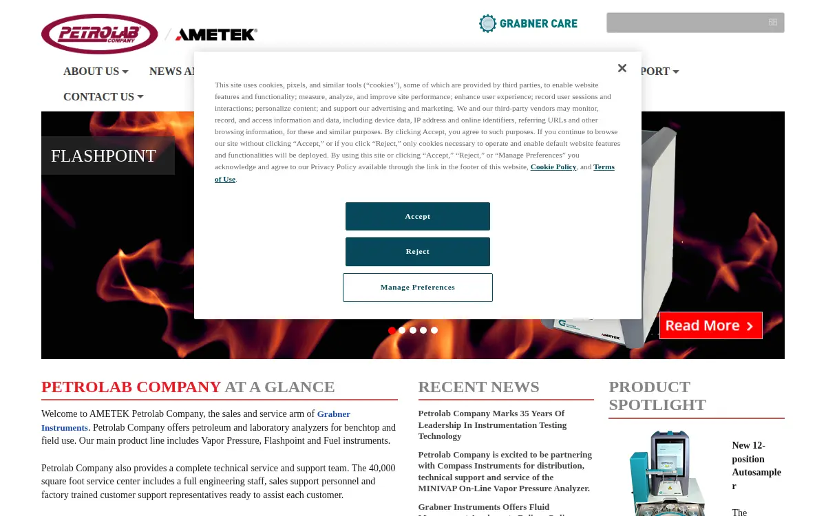 Homepage of Petrolab, L.l.c.