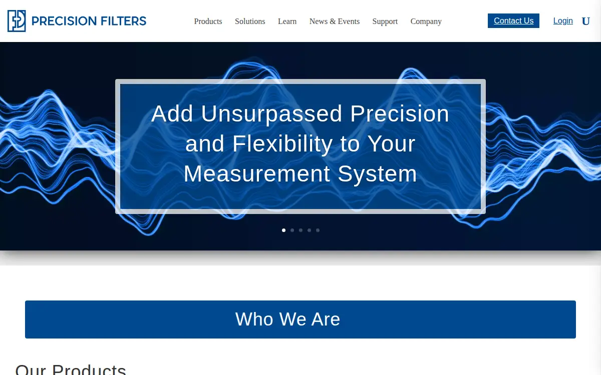 Homepage of Precision Filters, INC.