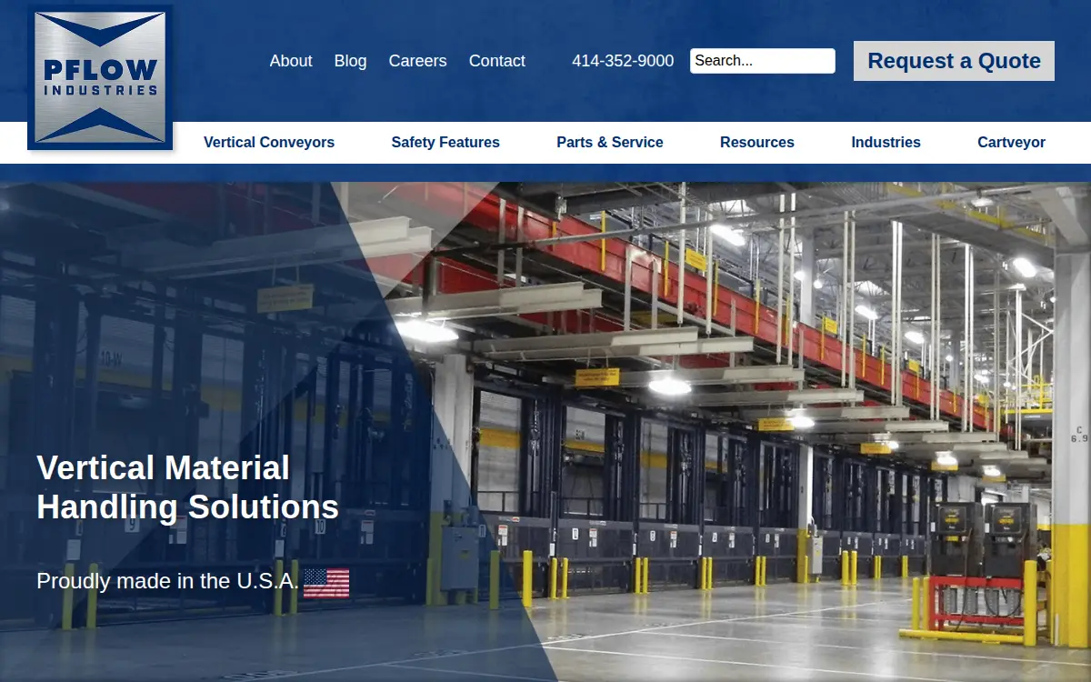 Homepage of Pflow Industries INC