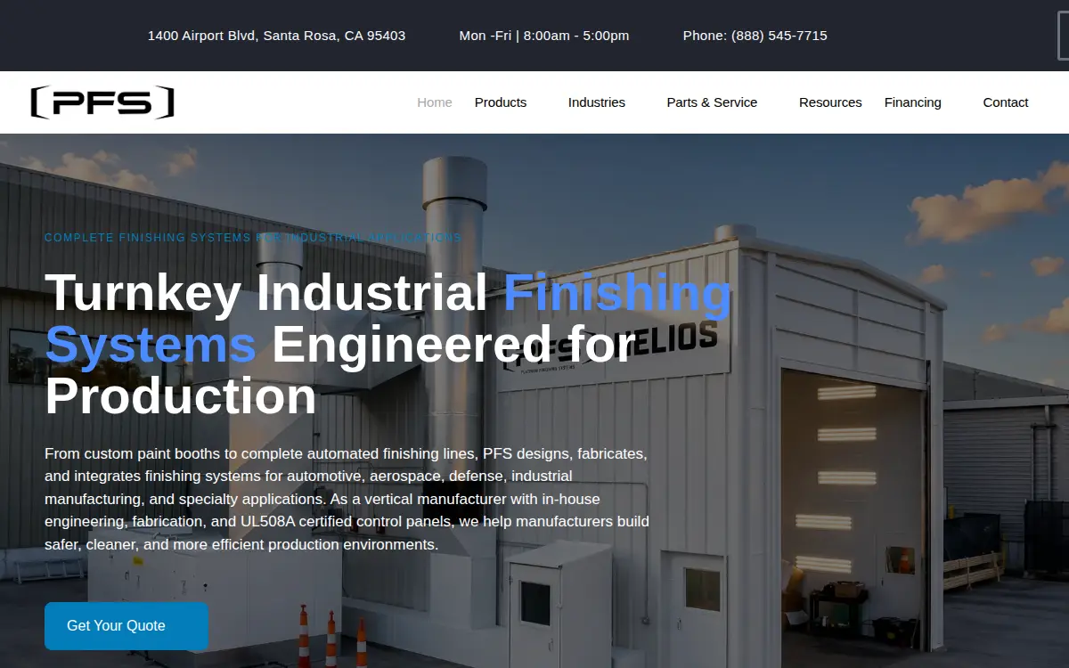 Homepage of Platinum Finishing Systems, INC