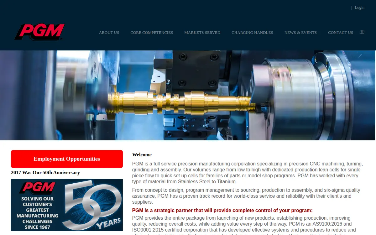 Homepage of Precision Grinding and Manufacturing Corporation