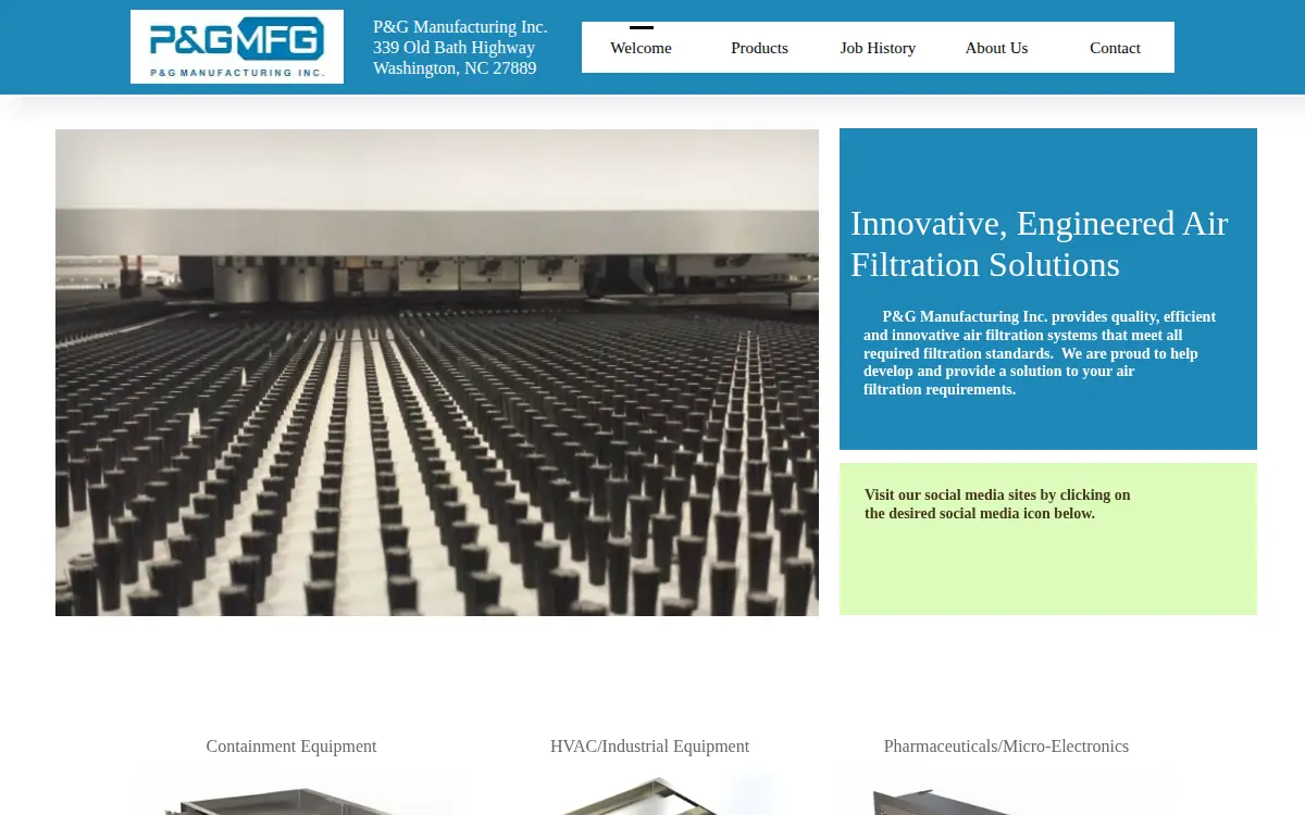 Homepage of P & G Manufacturing of Washington, INC.