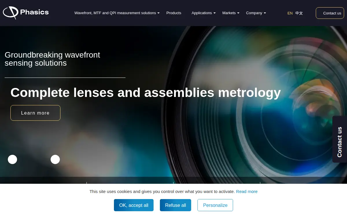 Homepage of Phasics Corporation