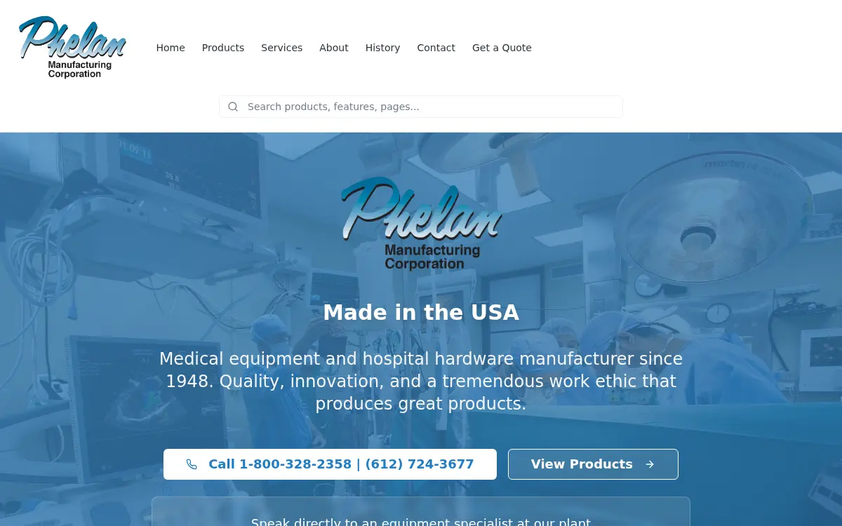 Homepage of Phelan Manufacturing CORP