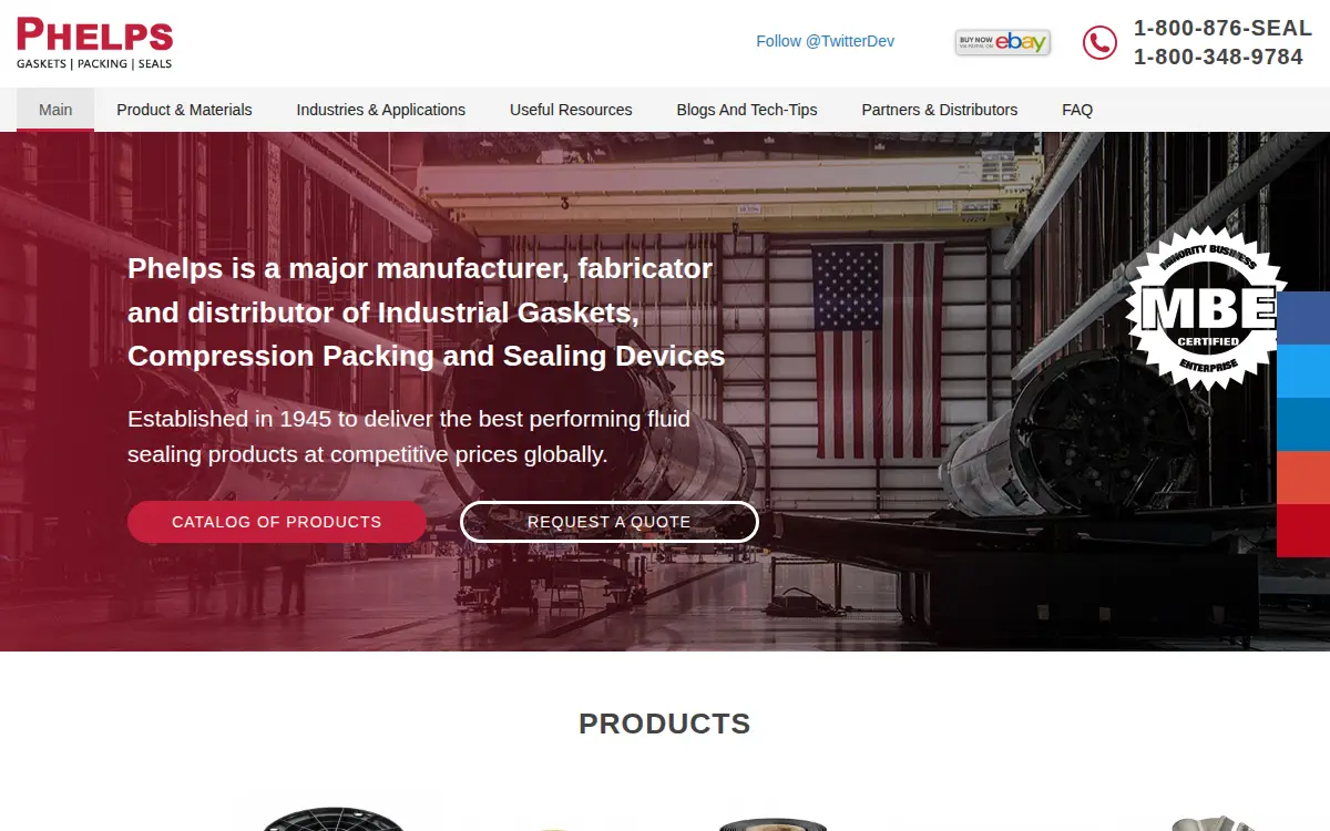 Homepage of Phelps Industrial Products, LLC