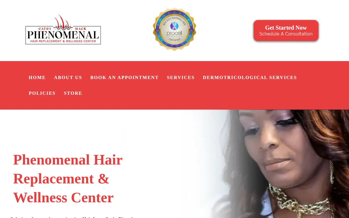 Homepage of Phenomenal Hair Replacement Services LLC