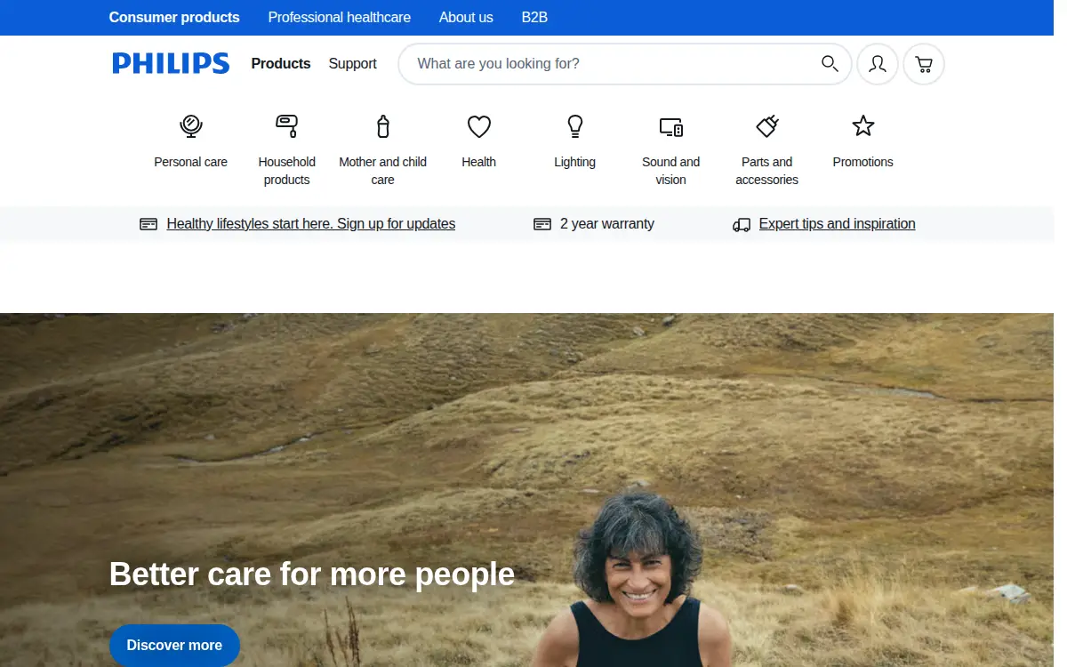 Homepage of Philips North America LLC