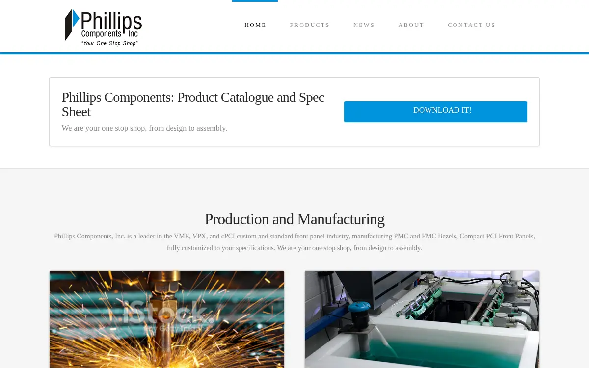 Homepage of Phillips Components, INC.