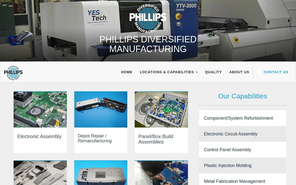 Homepage of Phillips Diversified Manufacturing, INC.