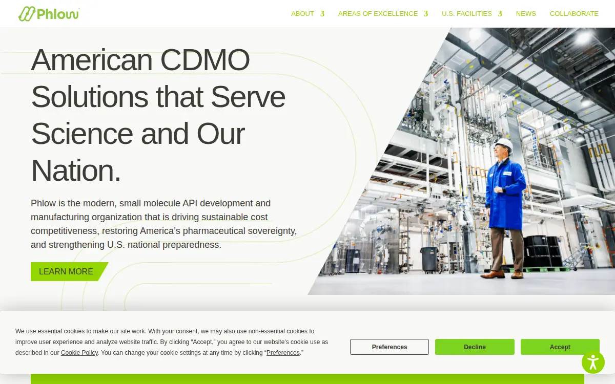Homepage of Phlow CORP.
