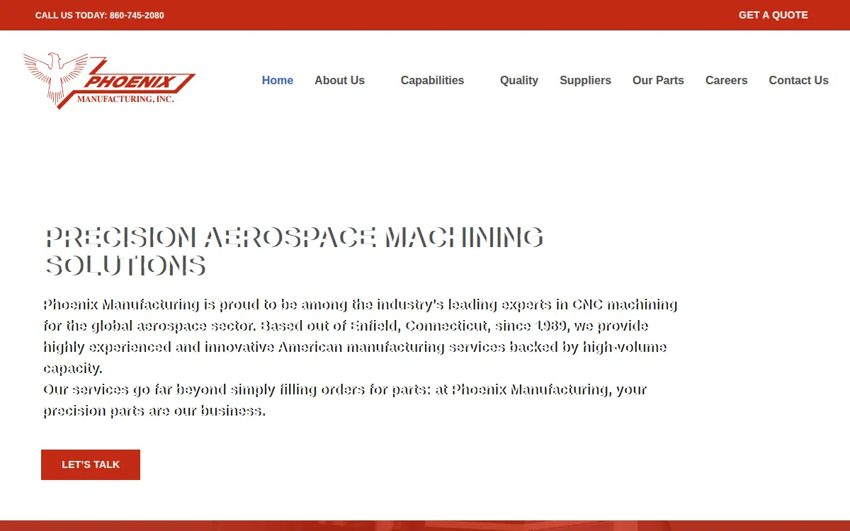 Homepage of Phoenix Manufacturing, INC.