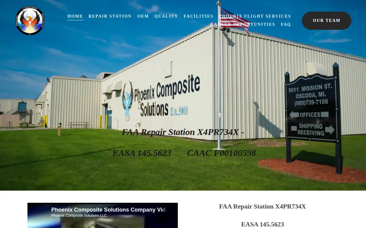 Homepage of Phoenix Composite Solutions LLC
