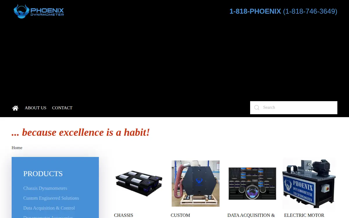 Homepage of Phoenix Dynamometer Technologies, LLC