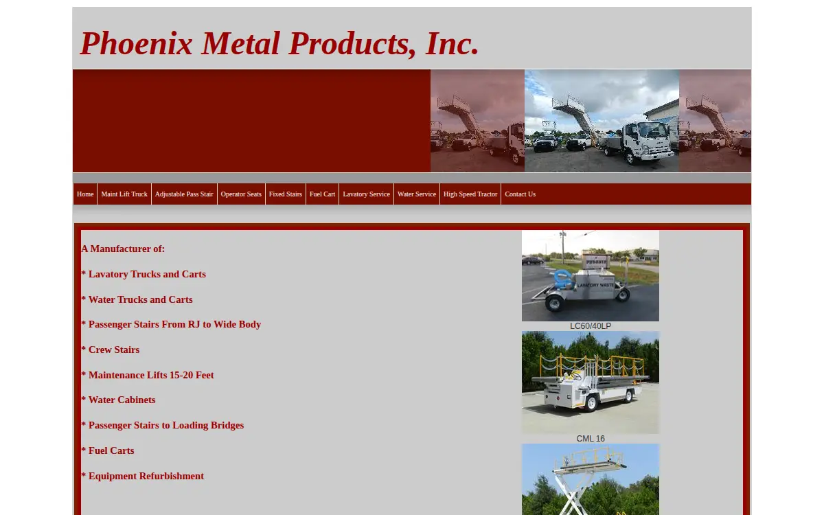 Homepage of Phoenix Metal Products, INC.