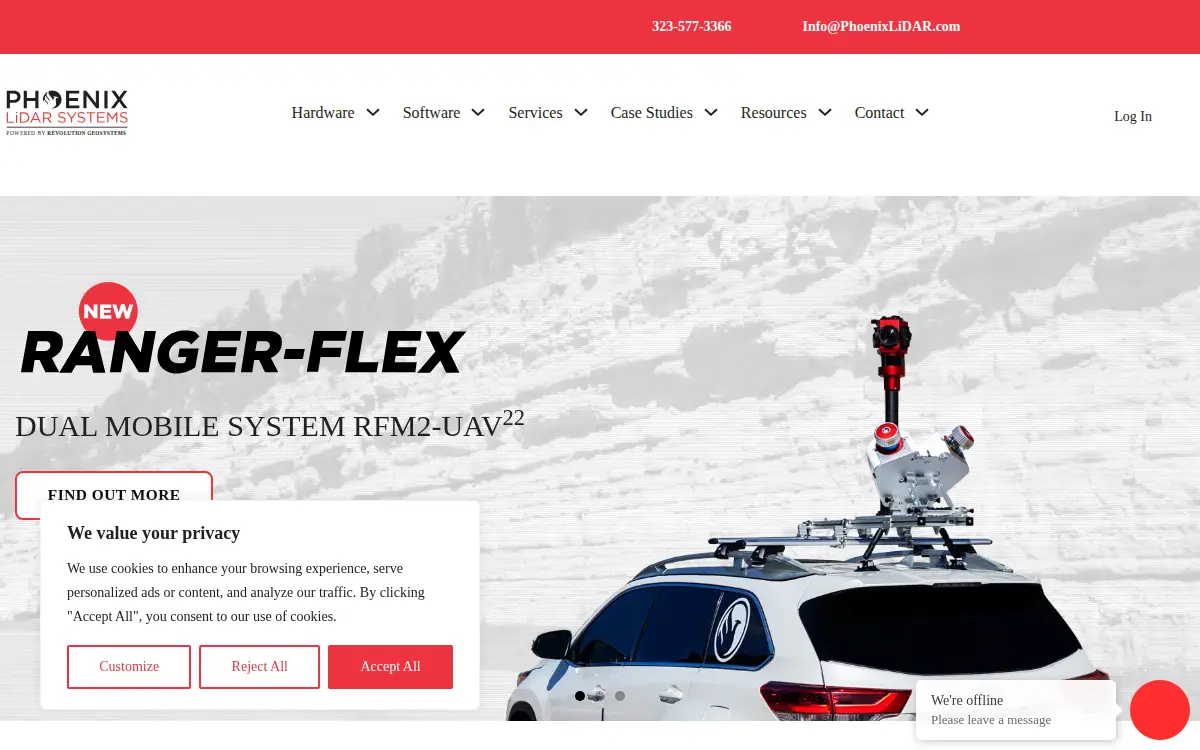 Homepage of Phoenix Lidar Systems, LLC