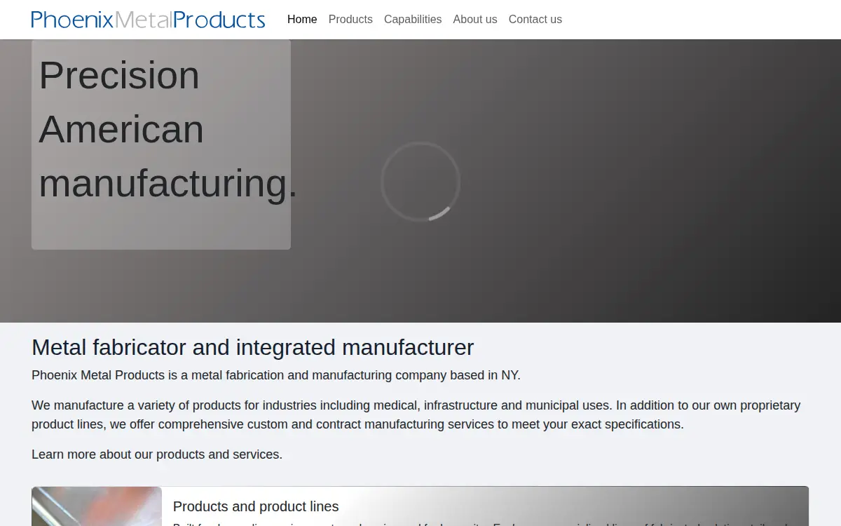 Homepage of Phoenix Metal Products INC