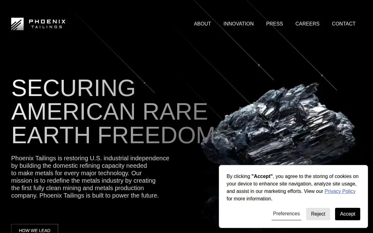 Homepage of Phoenix Tailings INC