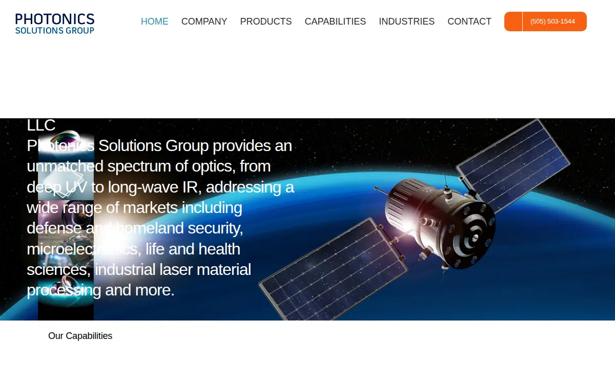 Homepage of Photonics Solutions Group LLC